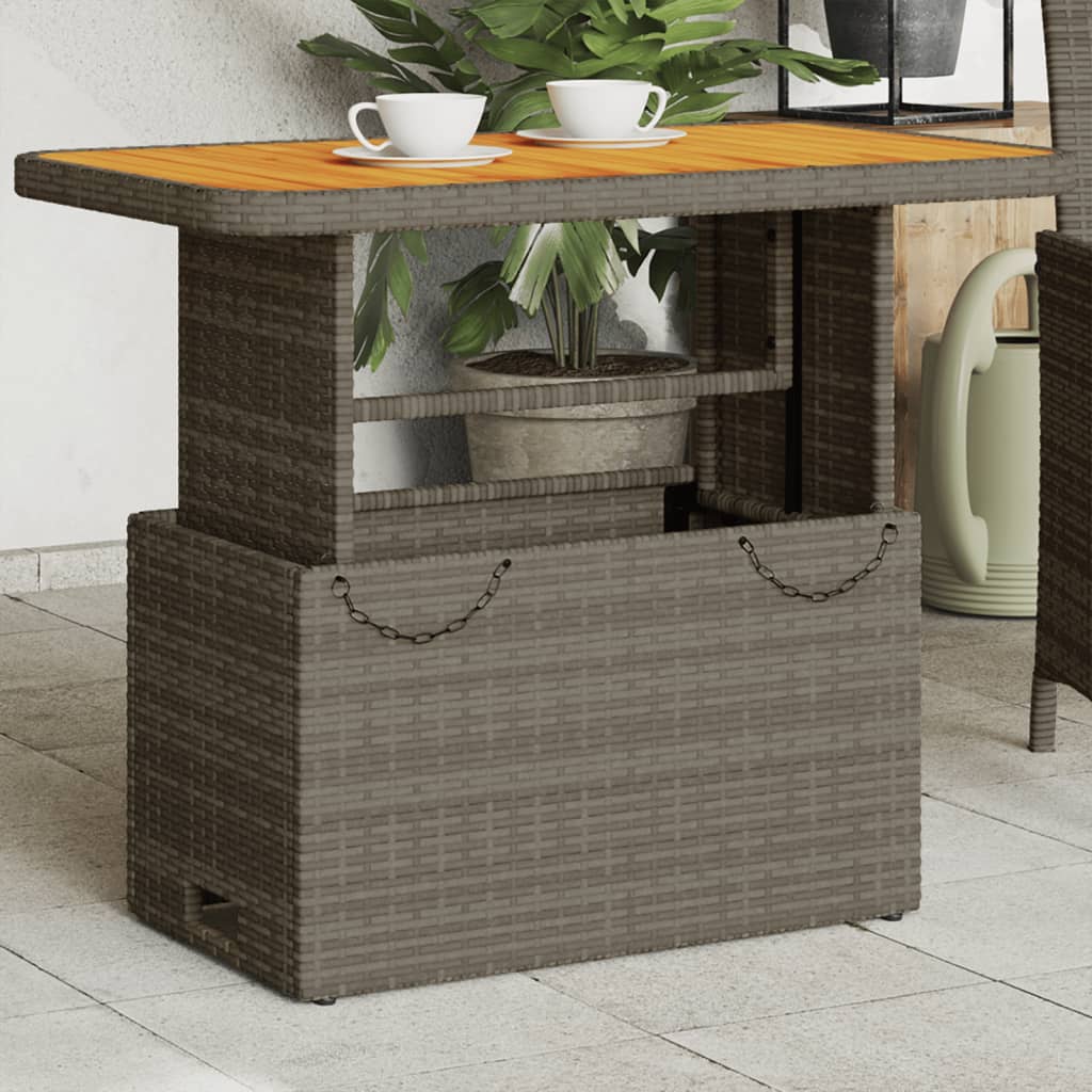 Tuintafel 90x55x71 cm poly rattan en acaciahout grijs - AllerleiShop