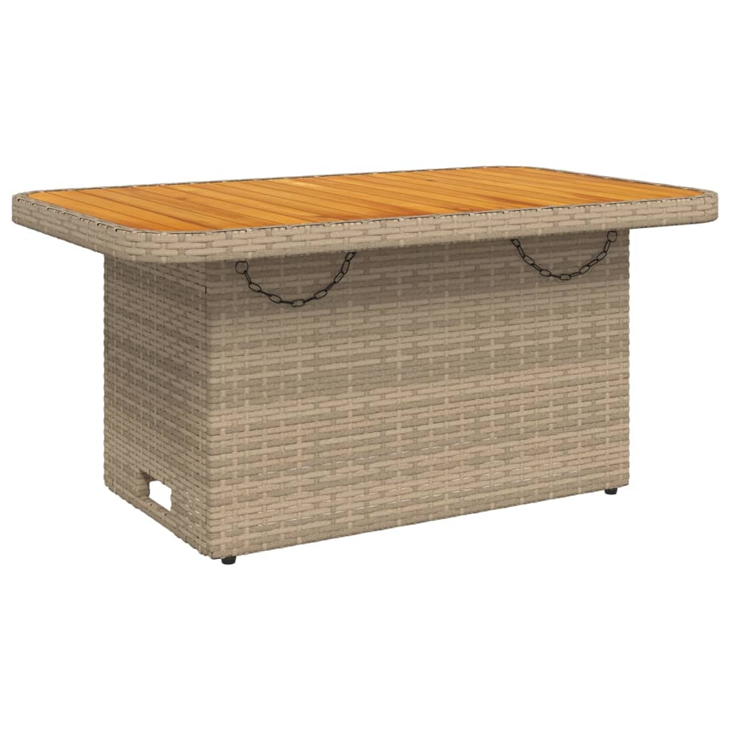 Tuintafel 90x55x71 cm poly rattan en acaciahout beige - AllerleiShop