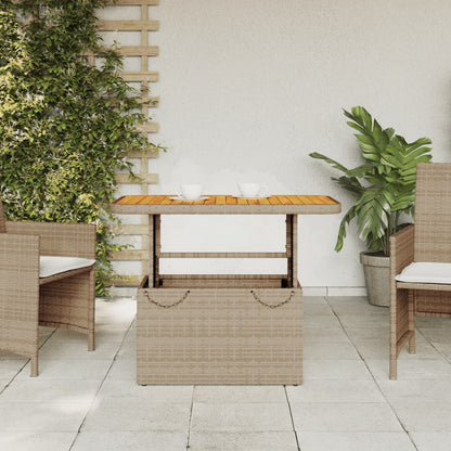 Tuintafel 90x55x71 cm poly rattan en acaciahout beige - AllerleiShop