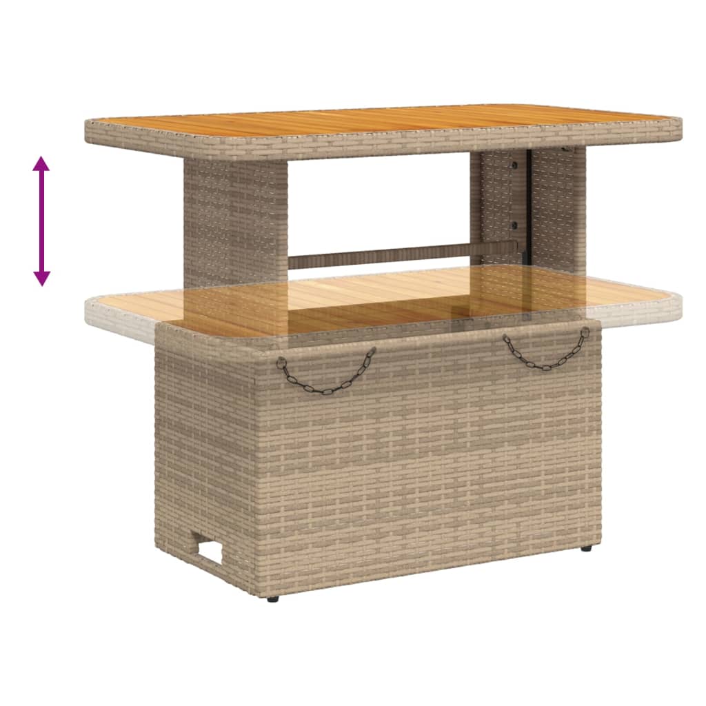 Tuintafel 90x55x71 cm poly rattan en acaciahout beige - AllerleiShop