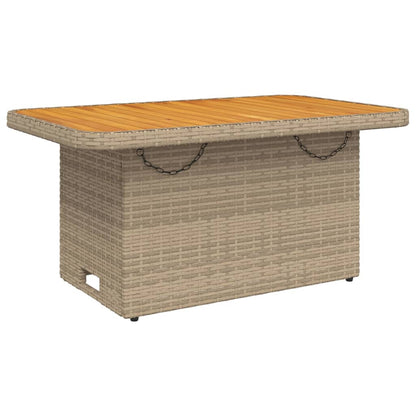 Tuintafel 90x55x71 cm poly rattan en acaciahout beige - AllerleiShop