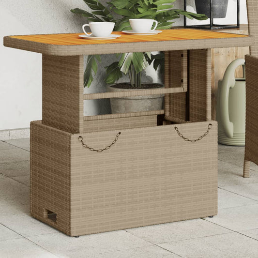 Tuintafel 90x55x71 cm poly rattan en acaciahout beige - AllerleiShop