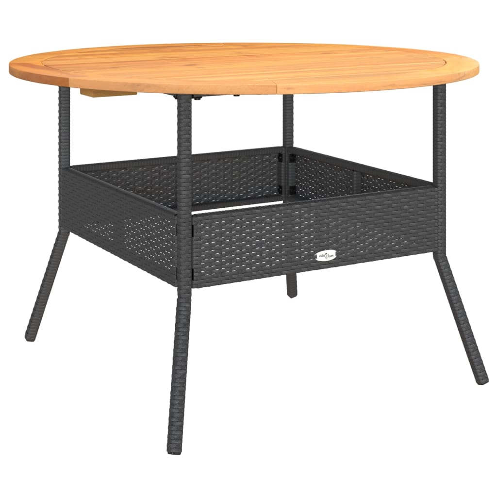 Tuintafel met acaciahouten blad Ø110x71 cm poly rattan zwart - AllerleiShop