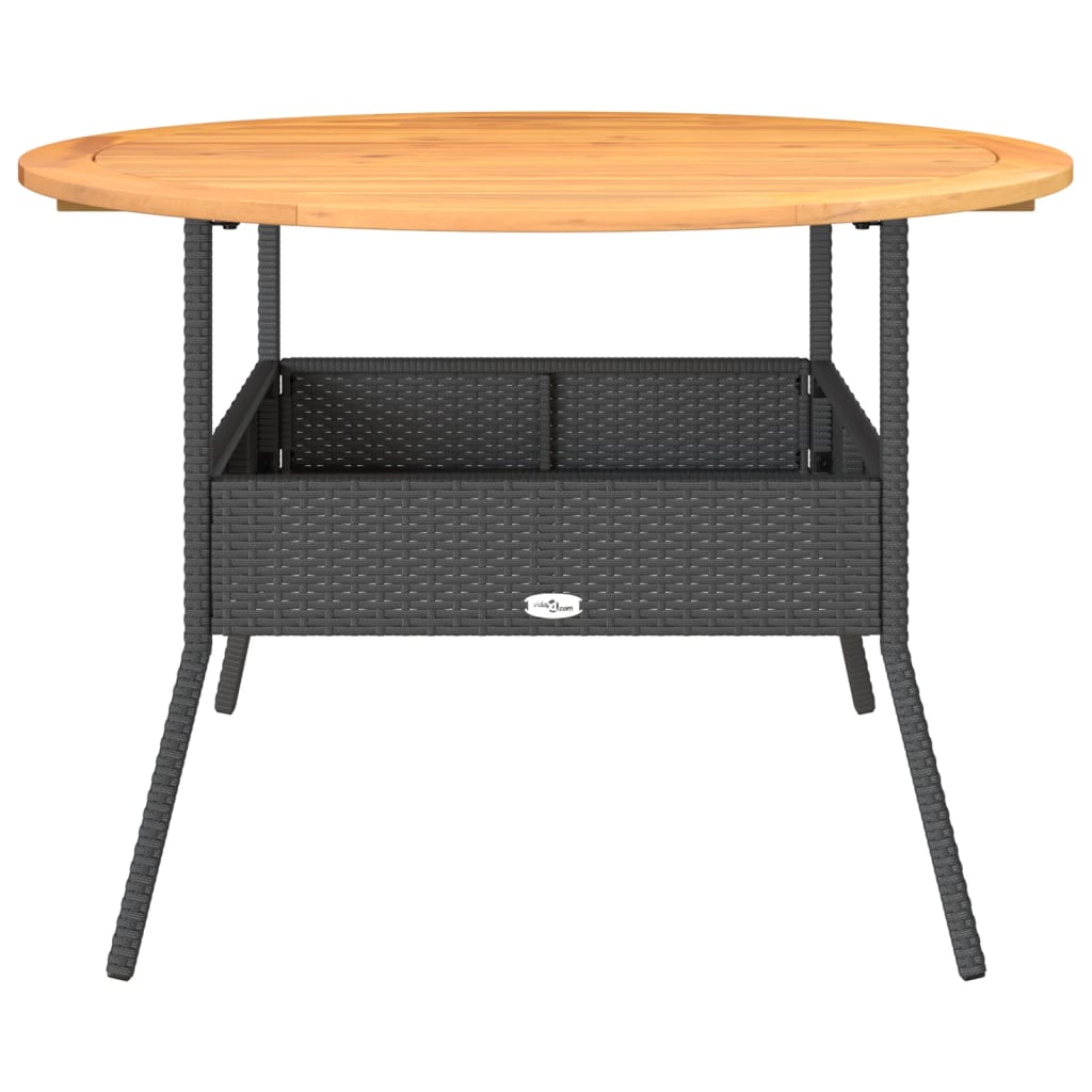 Tuintafel met acaciahouten blad Ø110x71 cm poly rattan zwart - AllerleiShop