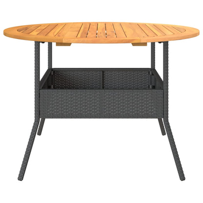 Tuintafel met acaciahouten blad Ø110x71 cm poly rattan zwart - AllerleiShop