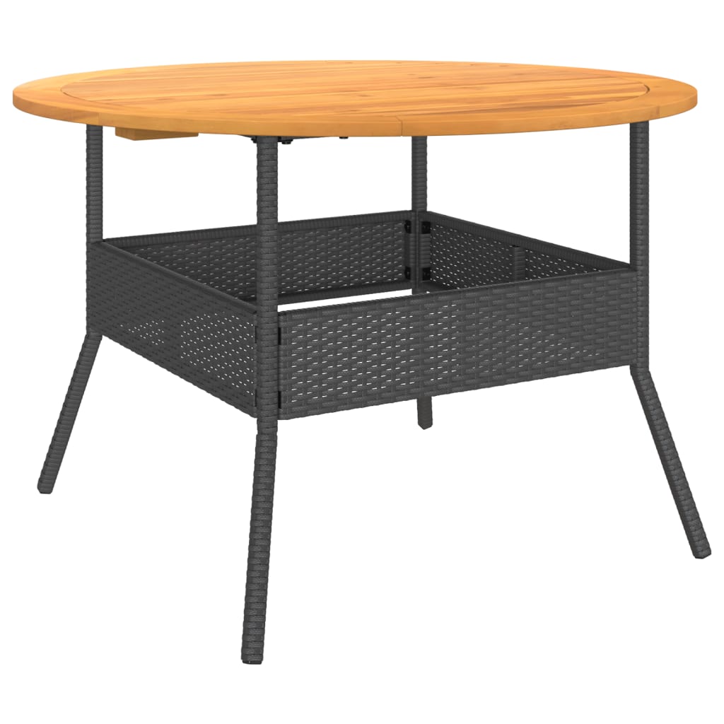 Tuintafel met acaciahouten blad Ø110x71 cm poly rattan zwart - AllerleiShop