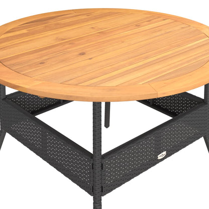 Tuintafel met acaciahouten blad Ø110x71 cm poly rattan zwart - AllerleiShop