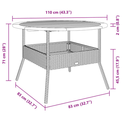 Tuintafel met acaciahouten blad Ø110x71 cm poly rattan zwart - AllerleiShop