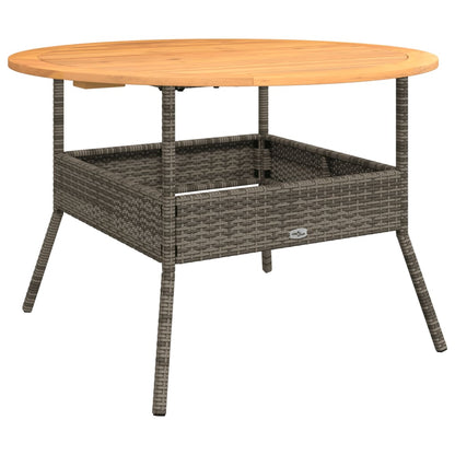 Tuintafel met acaciahouten blad Ø110x71 cm poly rattan grijs - AllerleiShop