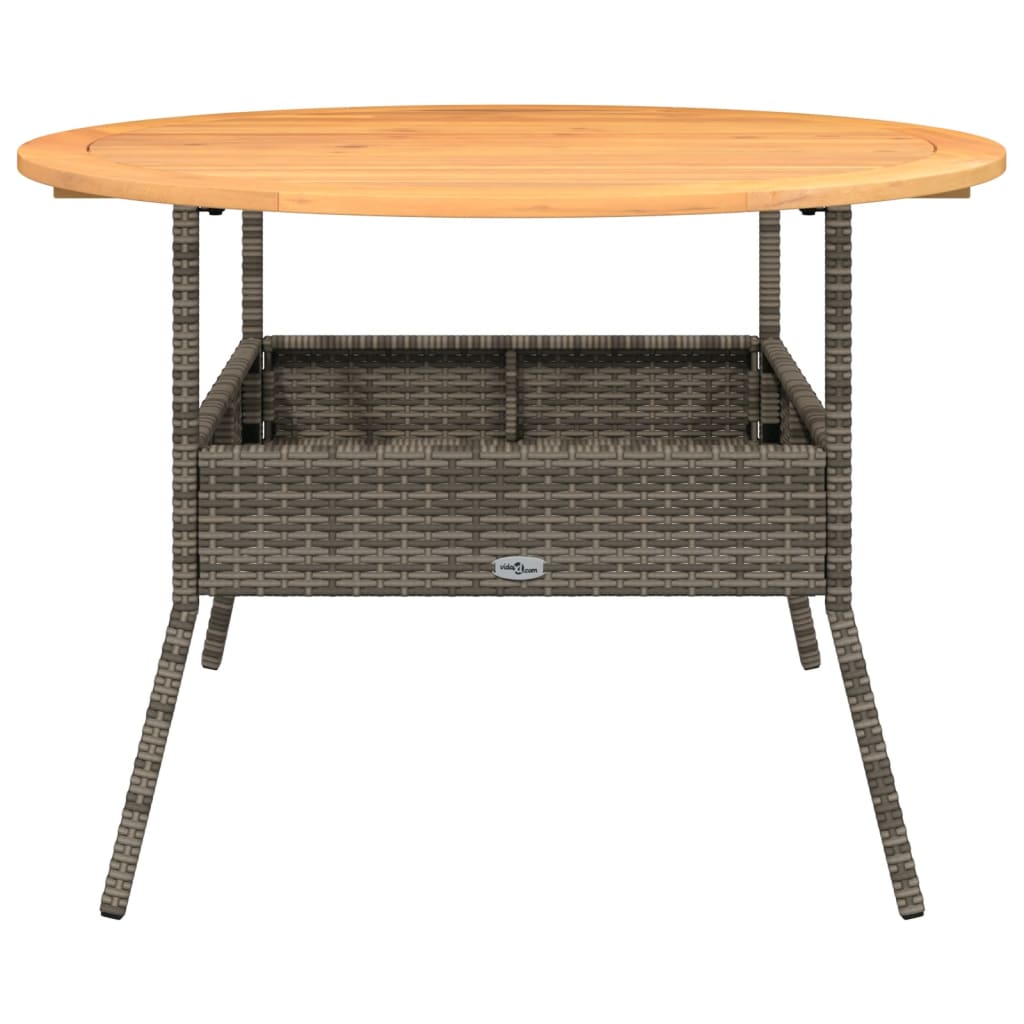 Tuintafel met acaciahouten blad Ø110x71 cm poly rattan grijs - AllerleiShop