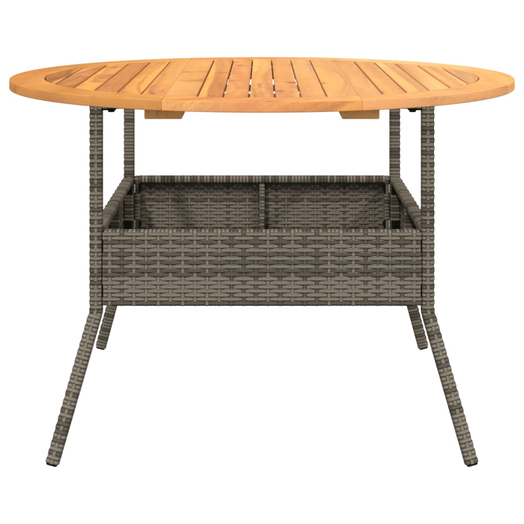 Tuintafel met acaciahouten blad Ø110x71 cm poly rattan grijs - AllerleiShop