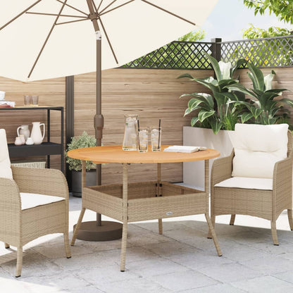 Tuintafel met acaciahouten blad Ø110x71 cm poly rattan beige - AllerleiShop