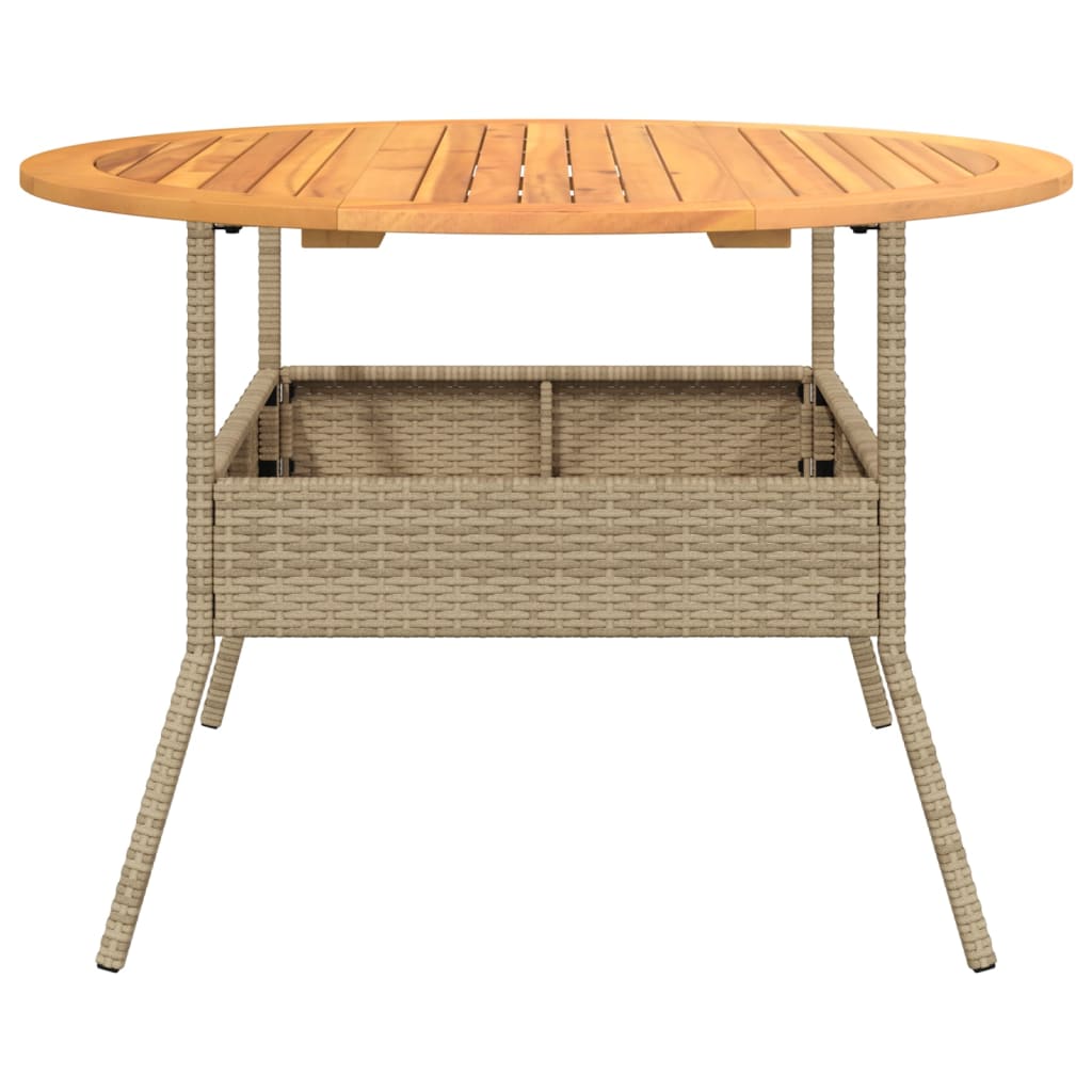 Tuintafel met acaciahouten blad Ø110x71 cm poly rattan beige - AllerleiShop