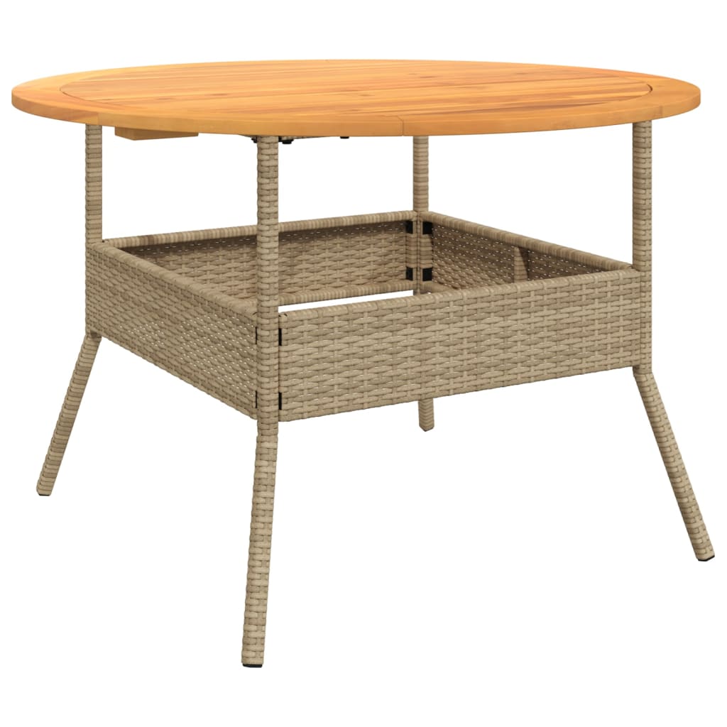 Tuintafel met acaciahouten blad Ø110x71 cm poly rattan beige - AllerleiShop