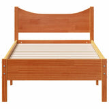 Bedframe zonder matras massief grenenhout wasbruin 90x190 cm