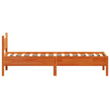 Bedframe zonder matras massief grenenhout wasbruin 90x190 cm