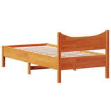Bedframe zonder matras massief grenenhout wasbruin 90x190 cm