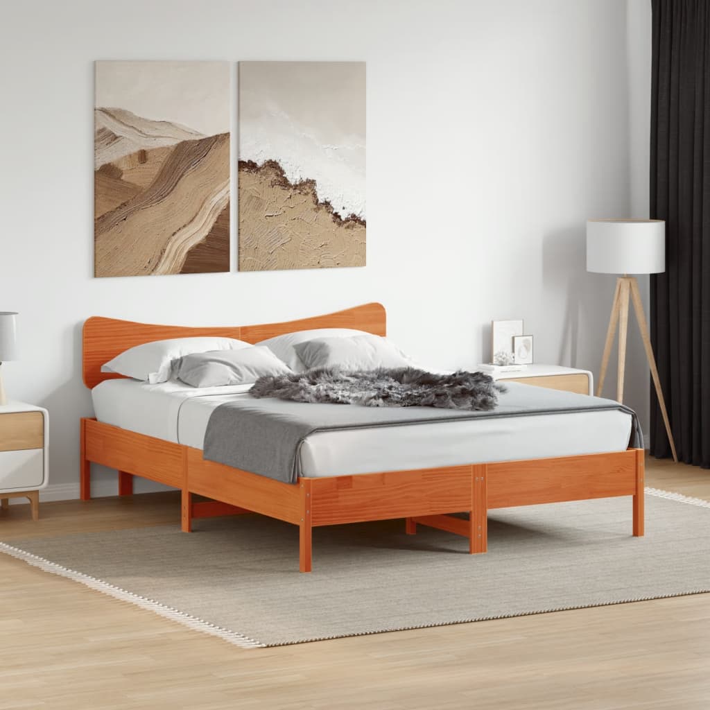 Hoofdbord 140 cm massief grenenhout wasbruin