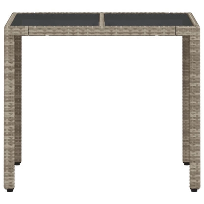 Tuintafel met glazen blad 90x90x75 cm poly rattan lichtgrijs - AllerleiShop