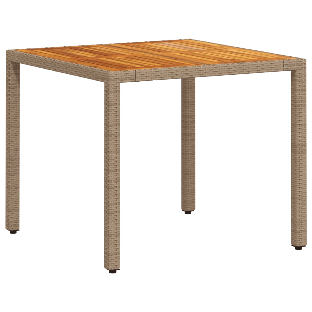 Tuintafel 90x90x75 cm poly rattan en acaciahout beige - AllerleiShop