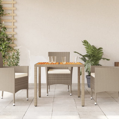 Tuintafel 90x90x75 cm poly rattan en acaciahout beige - AllerleiShop