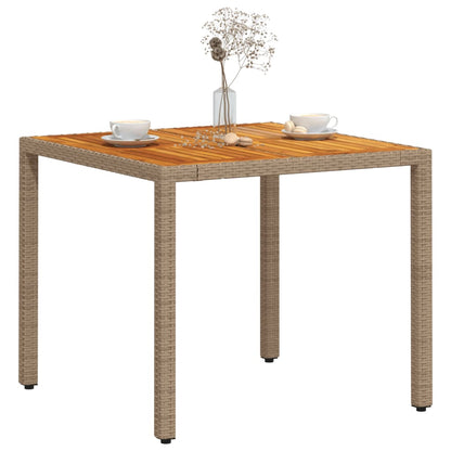 Tuintafel 90x90x75 cm poly rattan en acaciahout beige - AllerleiShop