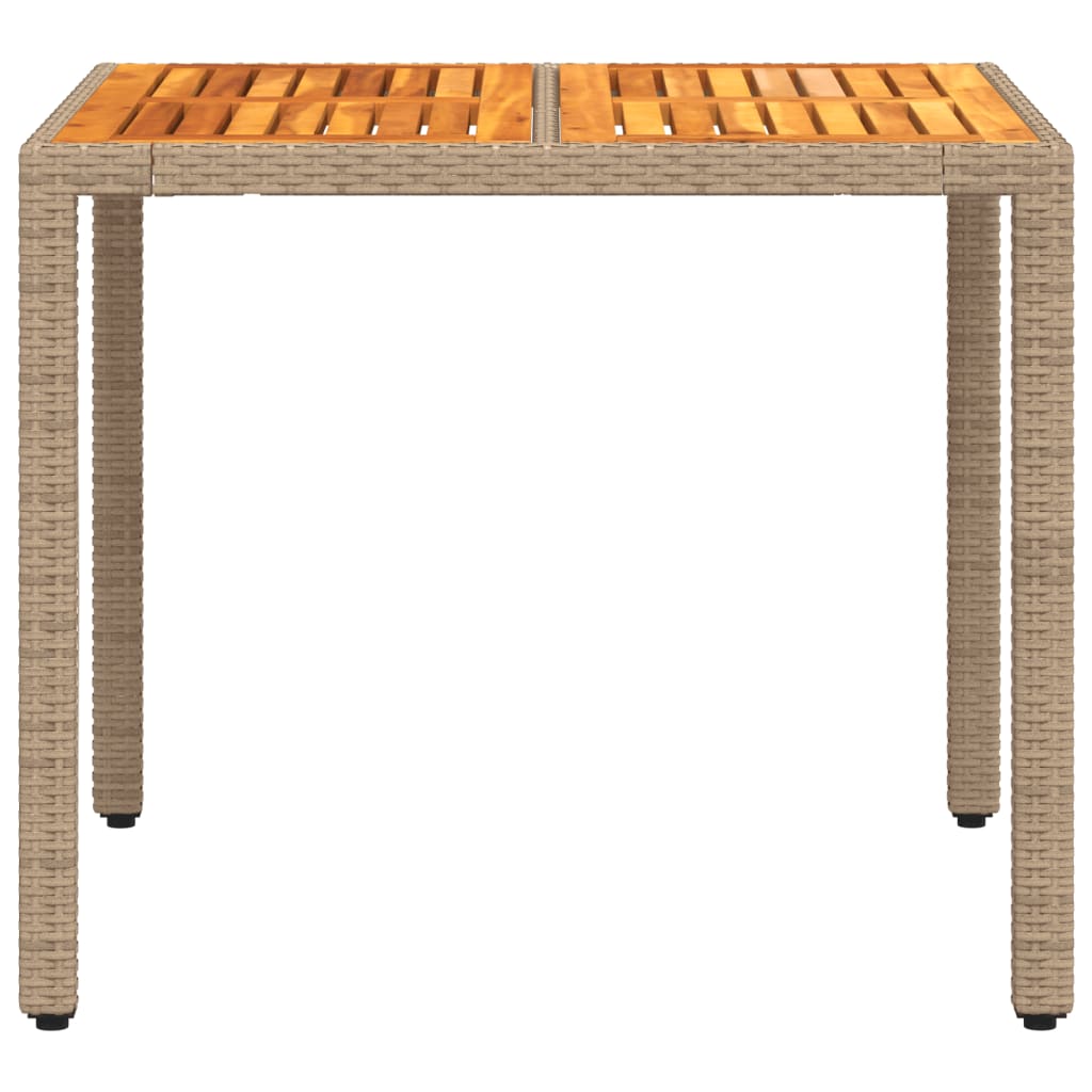 Tuintafel 90x90x75 cm poly rattan en acaciahout beige - AllerleiShop