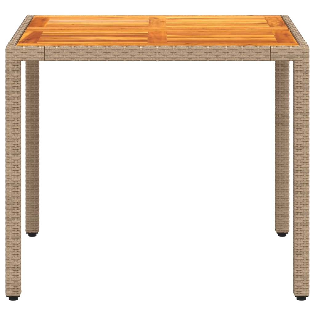 Tuintafel 90x90x75 cm poly rattan en acaciahout beige - AllerleiShop