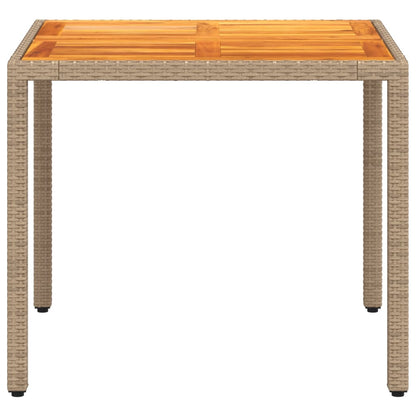 Tuintafel 90x90x75 cm poly rattan en acaciahout beige - AllerleiShop