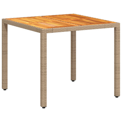 Tuintafel 90x90x75 cm poly rattan en acaciahout beige - AllerleiShop