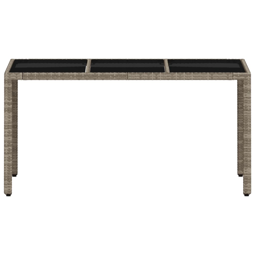 Tuintafel met glazen blad 150x90x75 cm poly rattan lichtgrijs - AllerleiShop