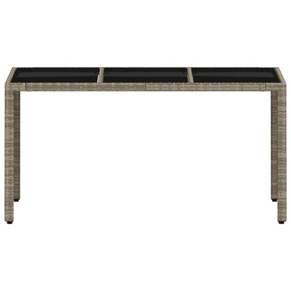 Tuintafel met glazen blad 150x90x75 cm poly rattan lichtgrijs - AllerleiShop