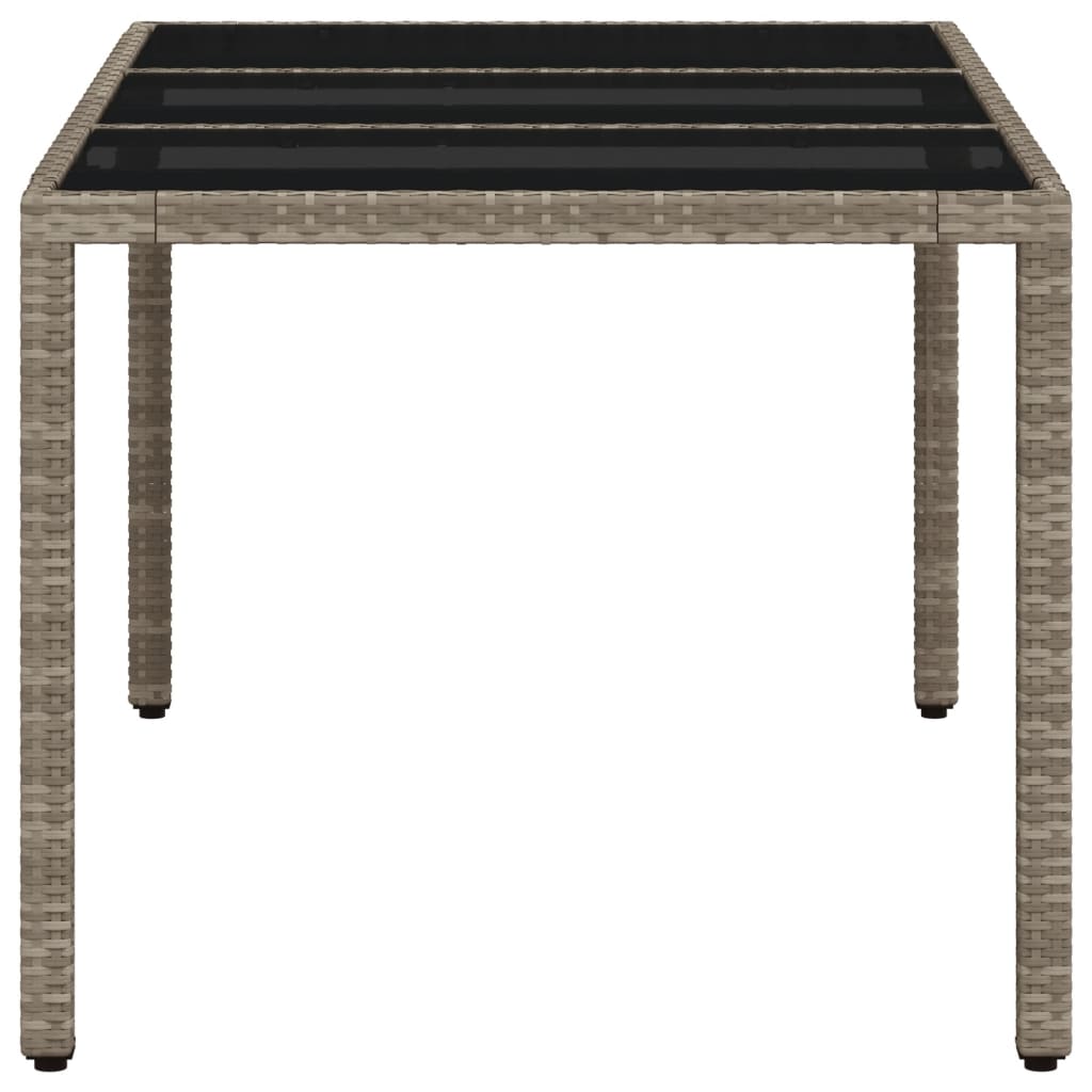 Tuintafel met glazen blad 150x90x75 cm poly rattan lichtgrijs - AllerleiShop