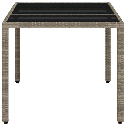 Tuintafel met glazen blad 150x90x75 cm poly rattan lichtgrijs - AllerleiShop