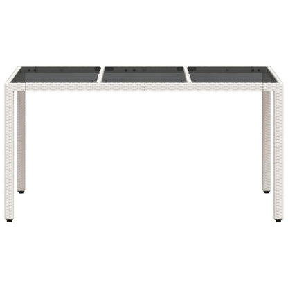 Tuintafel met glazen blad 150x90x75 cm poly rattan wit - AllerleiShop