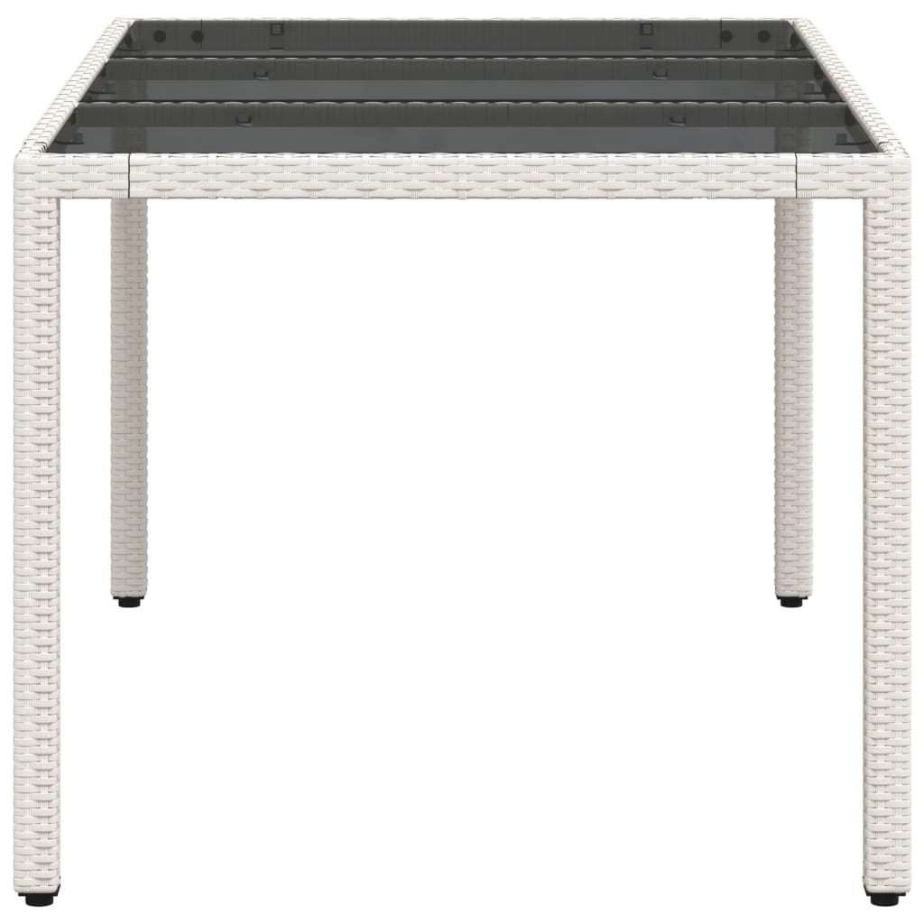 Tuintafel met glazen blad 150x90x75 cm poly rattan wit - AllerleiShop