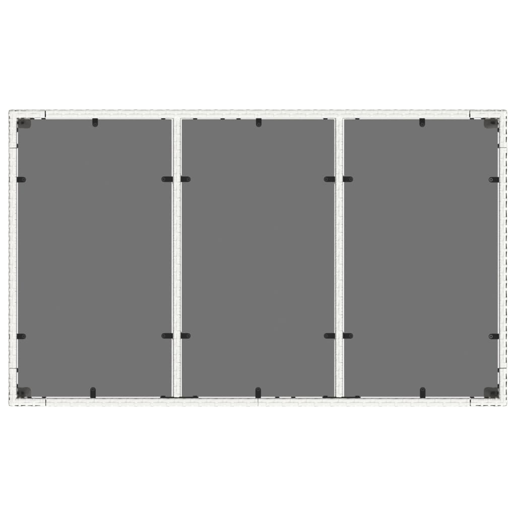 Tuintafel met glazen blad 150x90x75 cm poly rattan wit - AllerleiShop