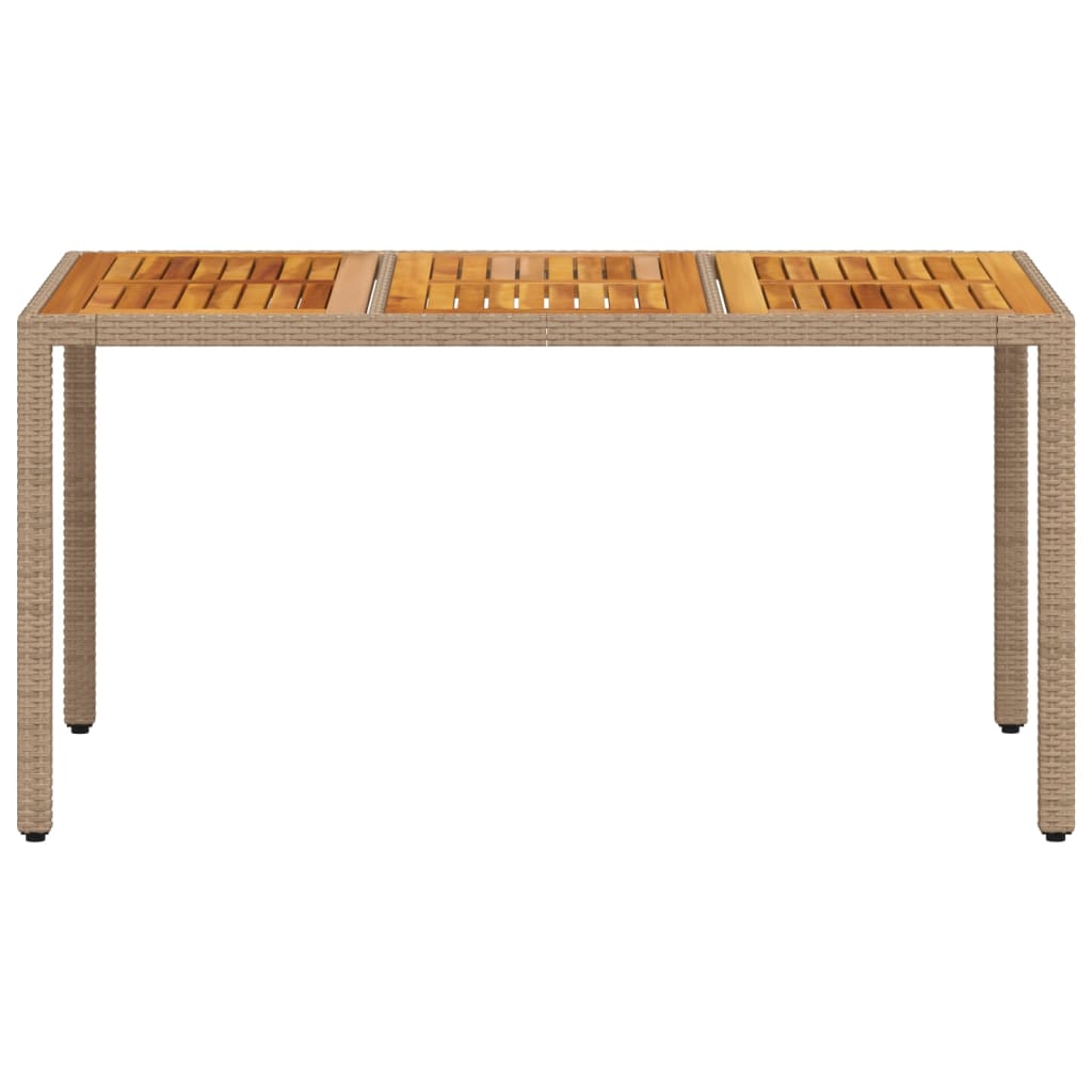 Tuintafel 150x90x75 cm poly rattan en massief acaciahout beige - AllerleiShop