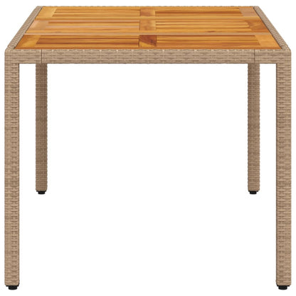 Tuintafel 150x90x75 cm poly rattan en massief acaciahout beige - AllerleiShop