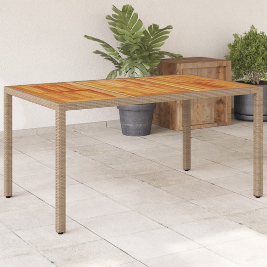 Tuintafel 150x90x75 cm poly rattan en massief acaciahout beige - AllerleiShop