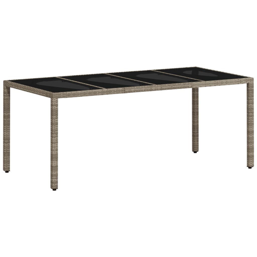 Tuintafel met glazen blad 190x90x75 cm poly rattan lichtgrijs - AllerleiShop