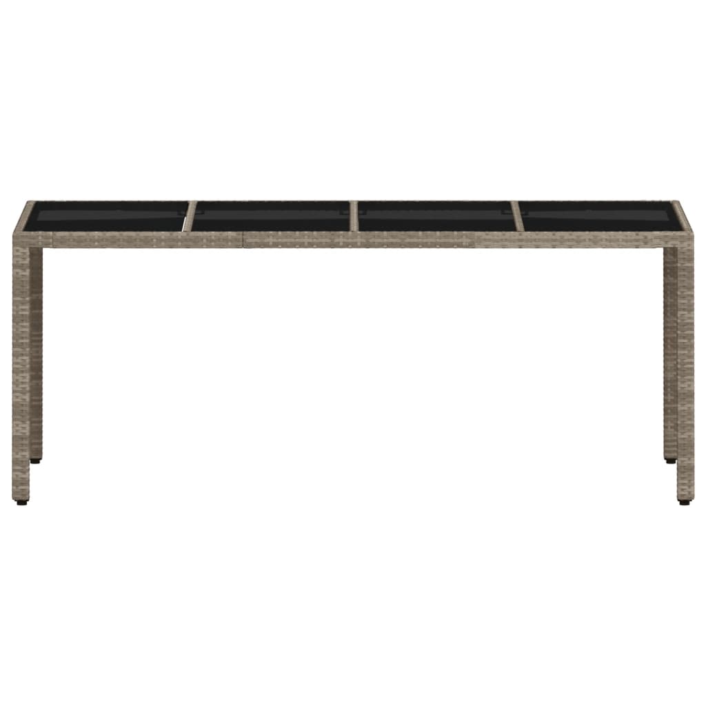 Tuintafel met glazen blad 190x90x75 cm poly rattan lichtgrijs - AllerleiShop