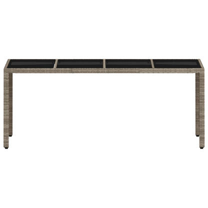 Tuintafel met glazen blad 190x90x75 cm poly rattan lichtgrijs - AllerleiShop