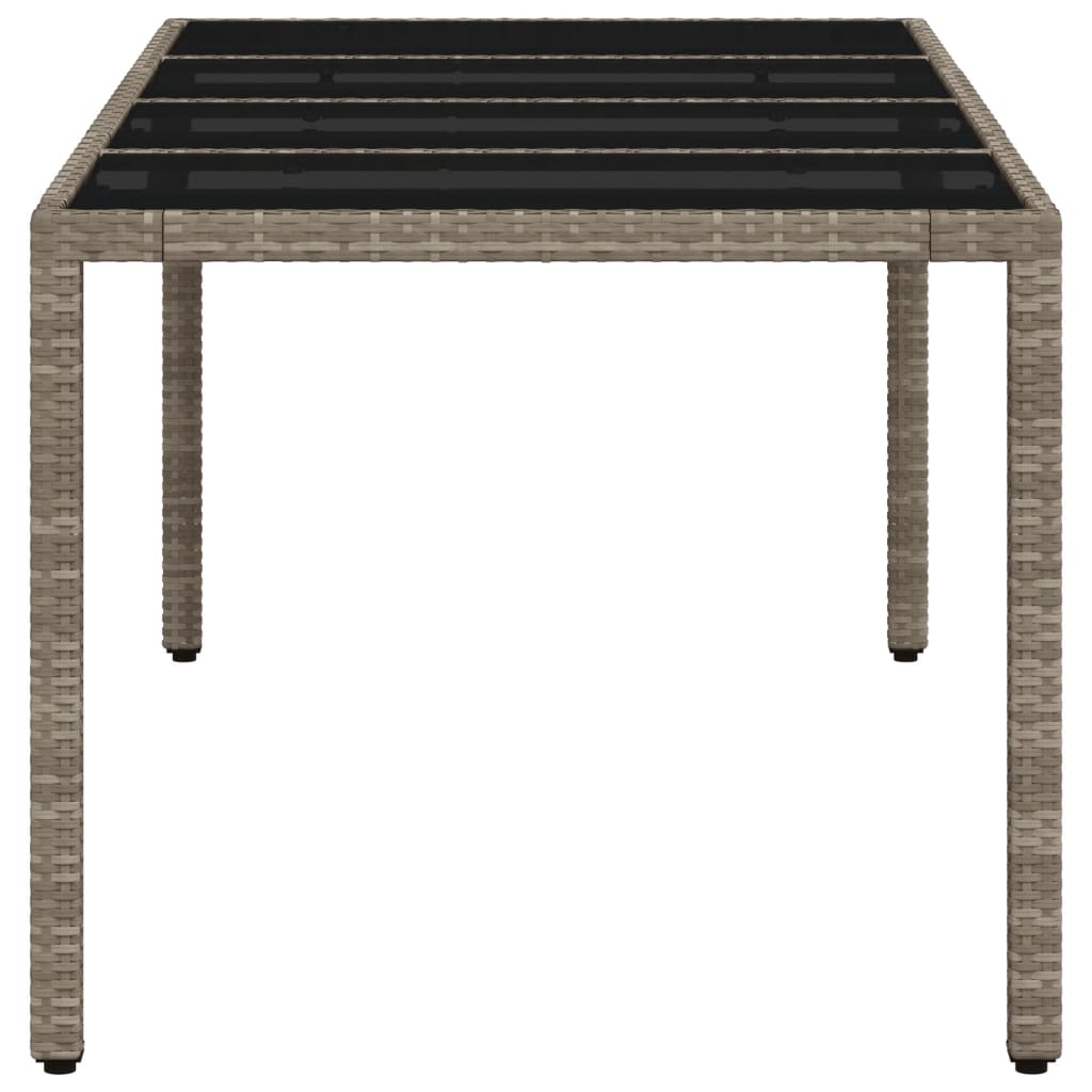 Tuintafel met glazen blad 190x90x75 cm poly rattan lichtgrijs - AllerleiShop