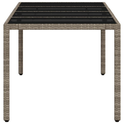 Tuintafel met glazen blad 190x90x75 cm poly rattan lichtgrijs - AllerleiShop