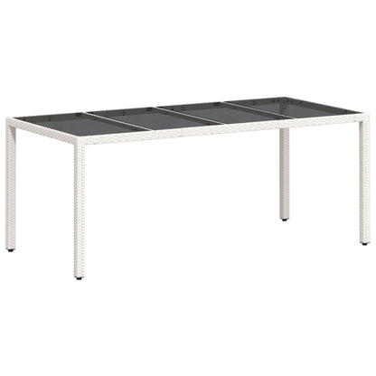 Tuintafel met glazen blad 190x90x75 cm poly rattan wit - AllerleiShop