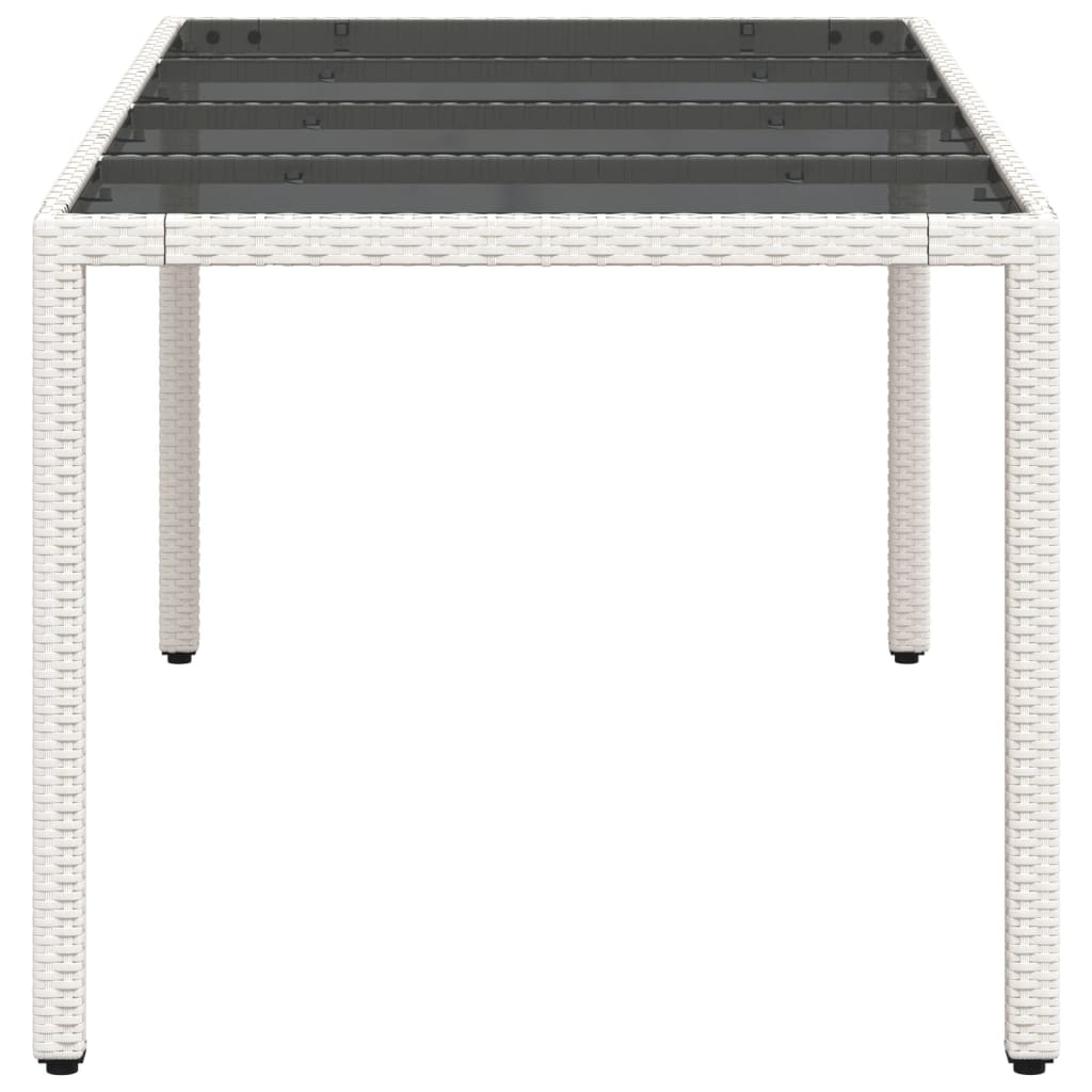 Tuintafel met glazen blad 190x90x75 cm poly rattan wit - AllerleiShop