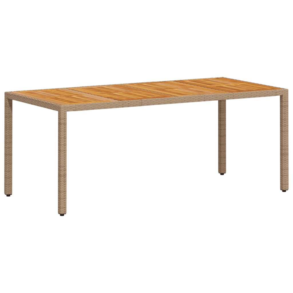 Tuintafel 190x90x75 cm poly rattan en acaciahout beige - AllerleiShop