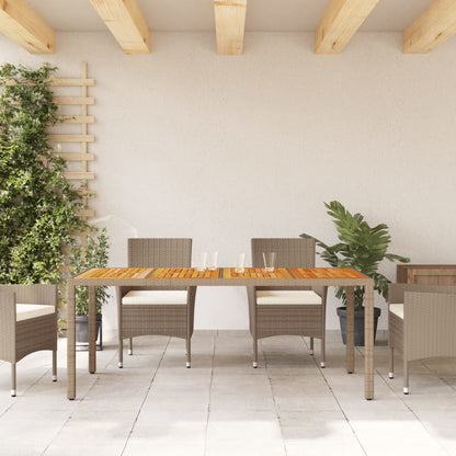 Tuintafel 190x90x75 cm poly rattan en acaciahout beige - AllerleiShop