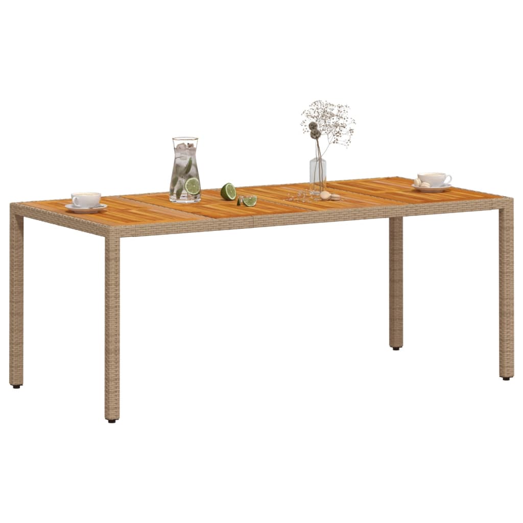 Tuintafel 190x90x75 cm poly rattan en acaciahout beige - AllerleiShop